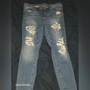 American Eagle Outfitters Distressed Blue Skinny Jeans